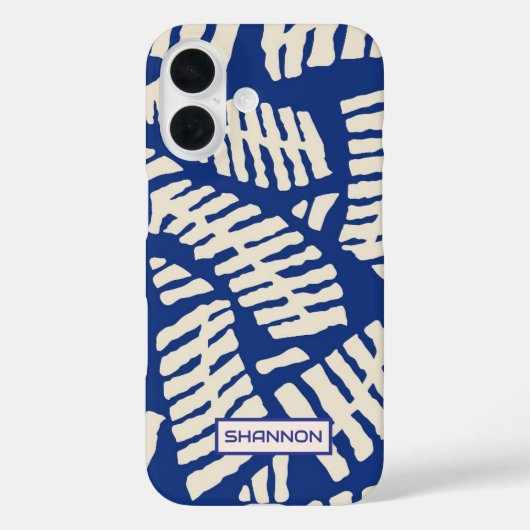 Personalized Blue Leaf Pattern iPhone Case Case-Mate iPhoneケース (裏面)