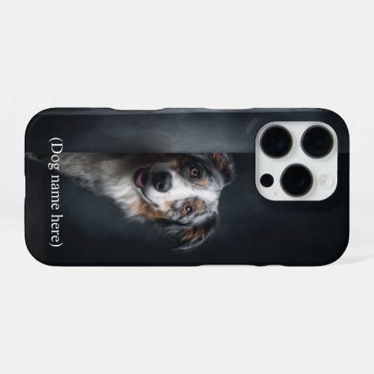 Personalized Blue Merle Aussie Portrait iPhoneケース (裏面横)