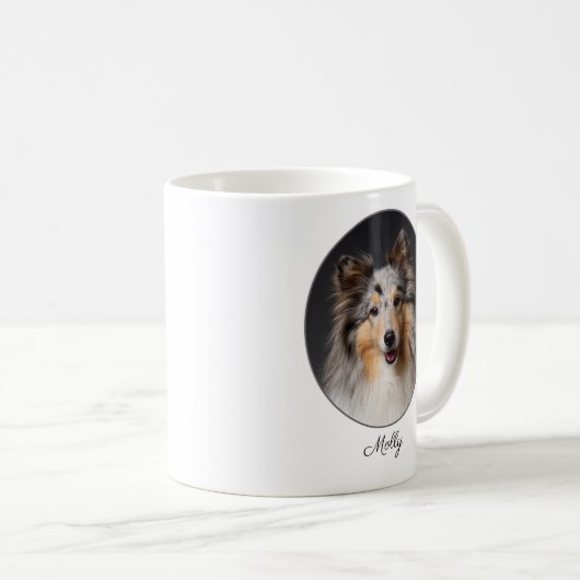 Personalized Blue Merle Sheltie Love コーヒーマグカップ (正面右)