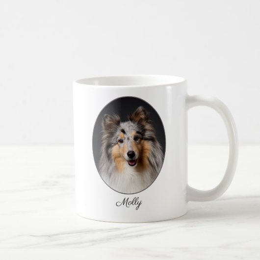Personalized Blue Merle Sheltie Love コーヒーマグカップ (右)