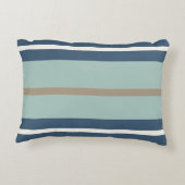 Personalized Blue Mint Tan Stripe Monogram Coastal アクセントクッション (裏面)