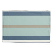 Personalized Blue Mint Tan Stripe Monogram Coastal 枕カバー (裏面)