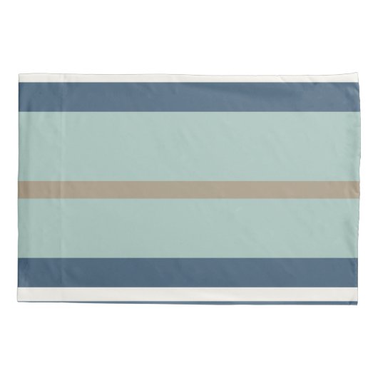 Personalized Blue Mint Tan Stripe Monogram Coastal 枕カバー (裏面)