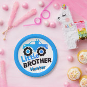 Personalized Blue Monster Truck Little Brother ペーパープレート (パーティー)
