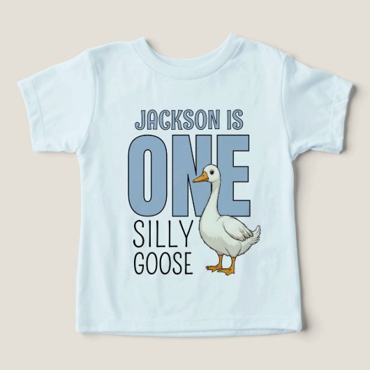 Personalized Blue One Silly Goose First Birthday (デザイン正面)