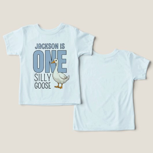 Personalized Blue One Silly Goose First Birthday (デザイン正面&裏面)