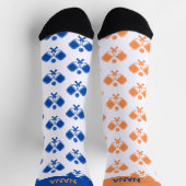 Personalized Blue Orange Odd Pickleball Socks ソックス (上部)
