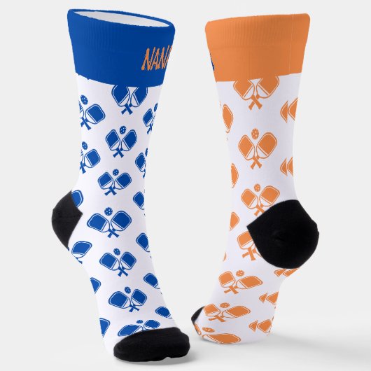Personalized Blue Orange Odd Pickleball Socks ソックス (傾斜あり)