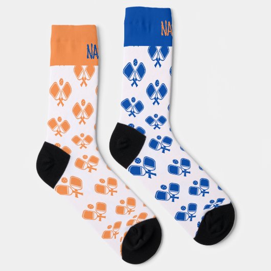 Personalized Blue Orange Odd Pickleball Socks ソックス (右)