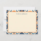 Personalized Blue Orange Tile Stationery ノートカード (正面)