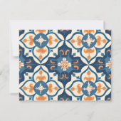 Personalized Blue Orange Tile Stationery ノートカード (裏面)