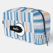 Personalized Blue Peach Watercolor Striped  ドップキット (右コーナー)