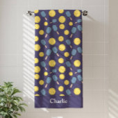 Personalized Blue Pickleball バスタオル