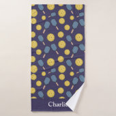 Personalized Blue Pickleball バスタオル (バスタオル)