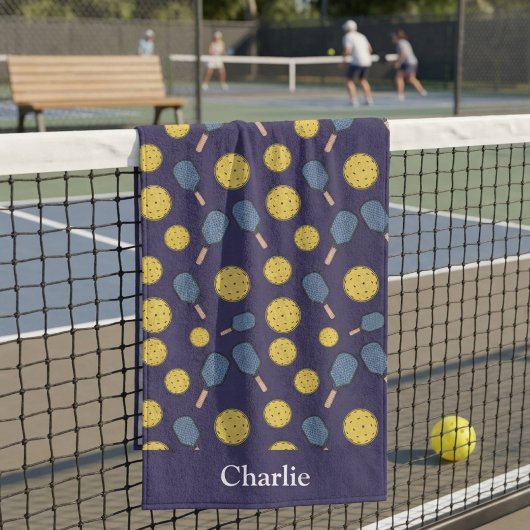 Personalized Blue Pickleball ビーチタオル