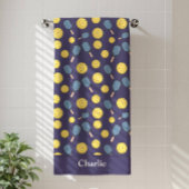 Personalized Blue Pickleball ビーチタオル