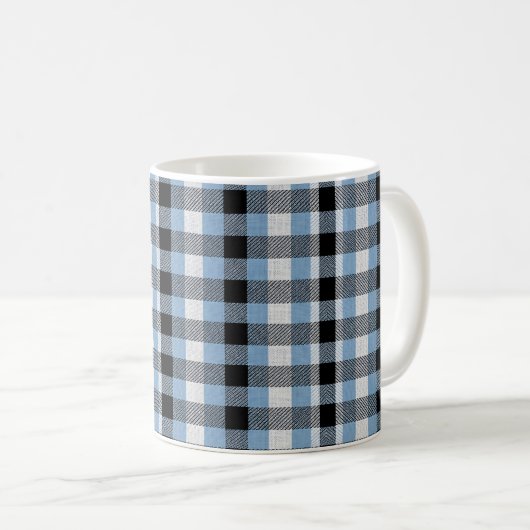 Personalized Blue Plaid Panda コーヒーマグカップ (正面右)