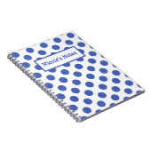 Personalized Blue Polka Dots ノートブック (右側)