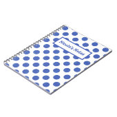 Personalized Blue Polka Dots ノートブック (左側)
