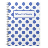 Personalized Blue Polka Dots ノートブック (正面)