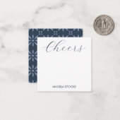 Personalized Blue Retro Flower ノートカード (正面/裏面インサイチュ)