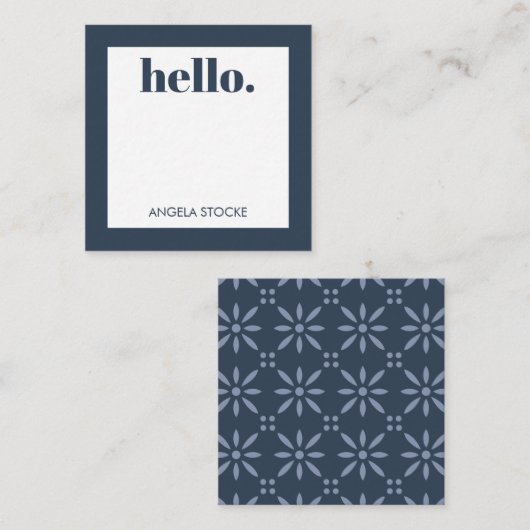 Personalized Blue Retro Flower ノートカード (正面/裏面)