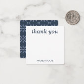 Personalized Blue Retro Flower ノートカード (正面/裏面インサイチュ)