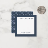 Personalized Blue Retro Flower Note Card ノートカード (正面/裏面インサイチュ)