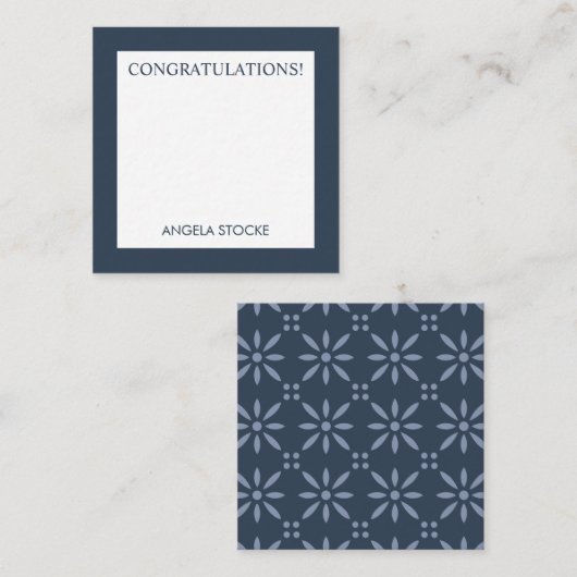 Personalized Blue Retro Flower Note Card ノートカード (正面/裏面)