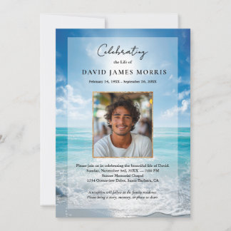 Personalized Blue Sky Funeral Invitation 招待状