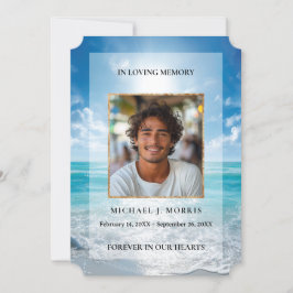 Personalized Blue Sky Funeral Photo Thank You Card サンキューカード