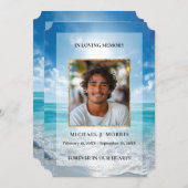 Personalized Blue Sky Funeral Photo Thank You Card サンキューカード (正面/裏面)