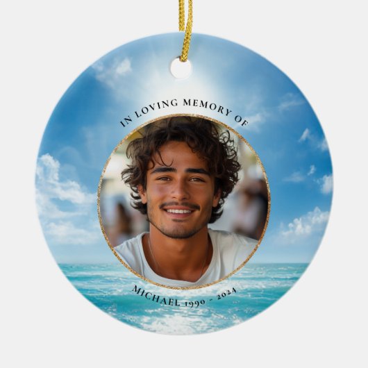 Personalized Blue Sky Memorial Ornament セラミックオーナメント (正面)