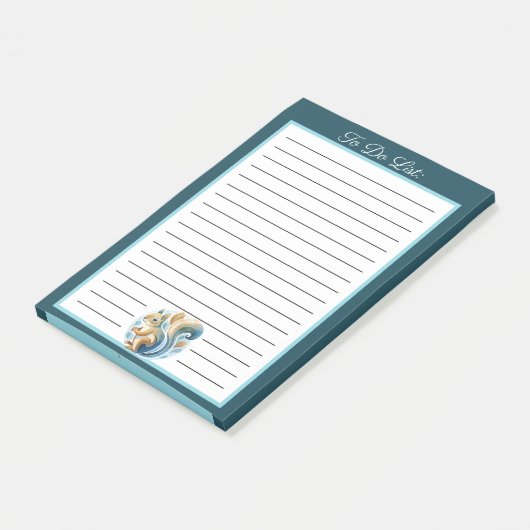 Personalized Blue Squirrel To Do List ポストイット (アングル)