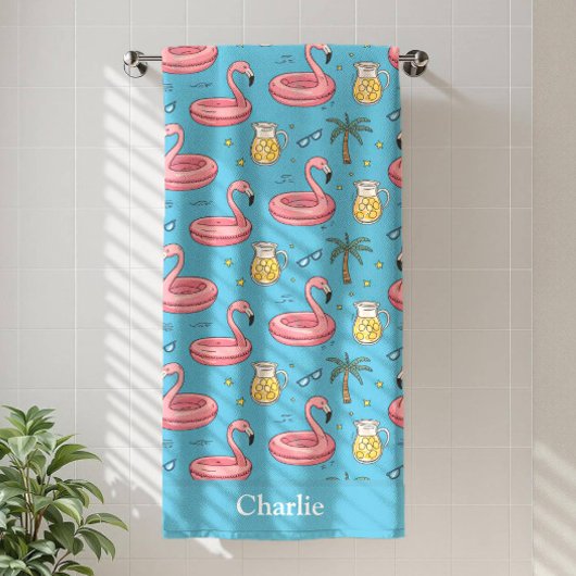 Personalized Blue Summer Vibes バスタオル