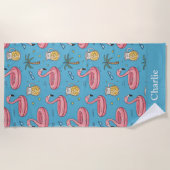 Personalized Blue Summer Vibes ビーチタオル (正面)