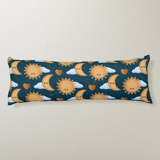 Personalized Blue Sun Moon Good Night Good Morning ボディピロー (裏面)