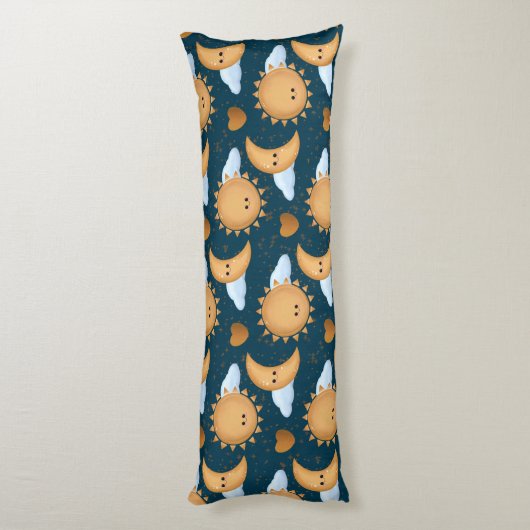 Personalized Blue Sun Moon Good Night Good Morning ボディピロー (裏面 (縦))