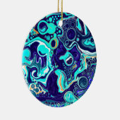 Personalized Blue Teal Ocean Swirls Fluid Art セラミックオーナメント (右)