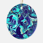 Personalized Blue Teal Ocean Swirls Fluid Art セラミックオーナメント (左)