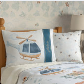 Personalized Blue Watercolor Helicopter Pillowcase 枕カバー