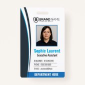 Personalized Blue White Corporate Staff ID Badge バッジ (正面)