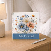 Personalized Blue Wildflower Watercolor ノートブック