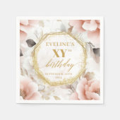 Personalized Blush 80 Birthday Napkins Gold Script スタンダードカクテルナプキン (正面)