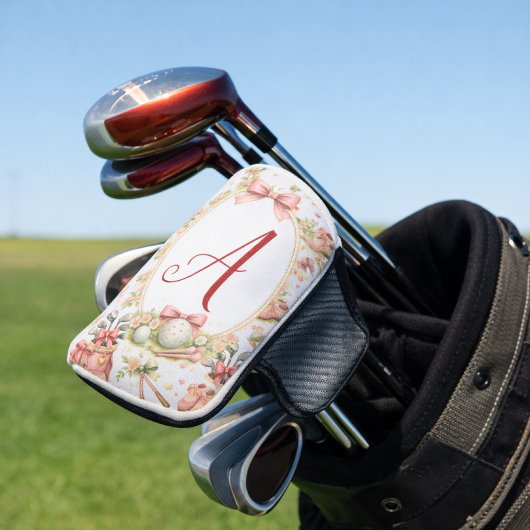 Personalized Blush Bow Golf Monogram ゴルフヘッドカバー
