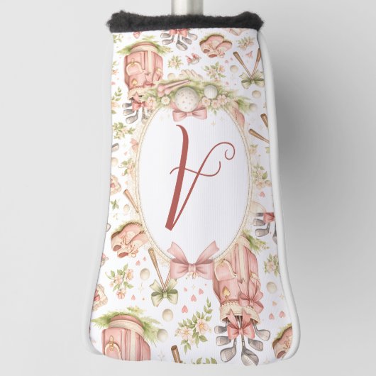 Personalized Blush Bow Golf Monogram ゴルフヘッドカバー (回転90)