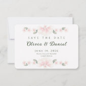 Personalized Blush Floral Save the Date Card セーブザデート (正面)
