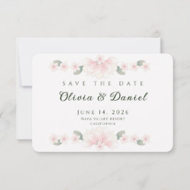 Personalized Blush Floral Save the Date Card セーブザデート