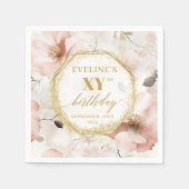Personalized Blush Gold 90 Birthday Party Napkins スタンダードカクテルナプキン (正面)