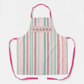Personalized Blush Mint Pastel Stripes エプロン (正面)
